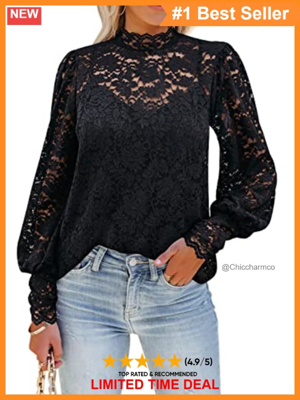 Women's Floral Lace Long Sleeve Mock Neck Blouse with Cami Dressy Casual Top